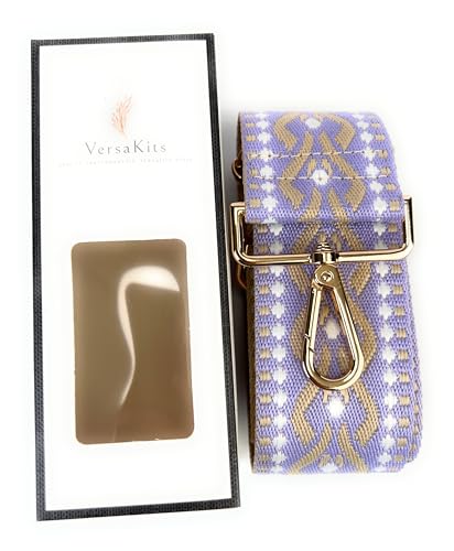 Image of Purse Strap Replacement for Crossbody Bags & Handbags | Premium Webbing with Light Gold Hardware Clip-On Installation Adjustable Length Comfortable Wide Guitar Style Strap