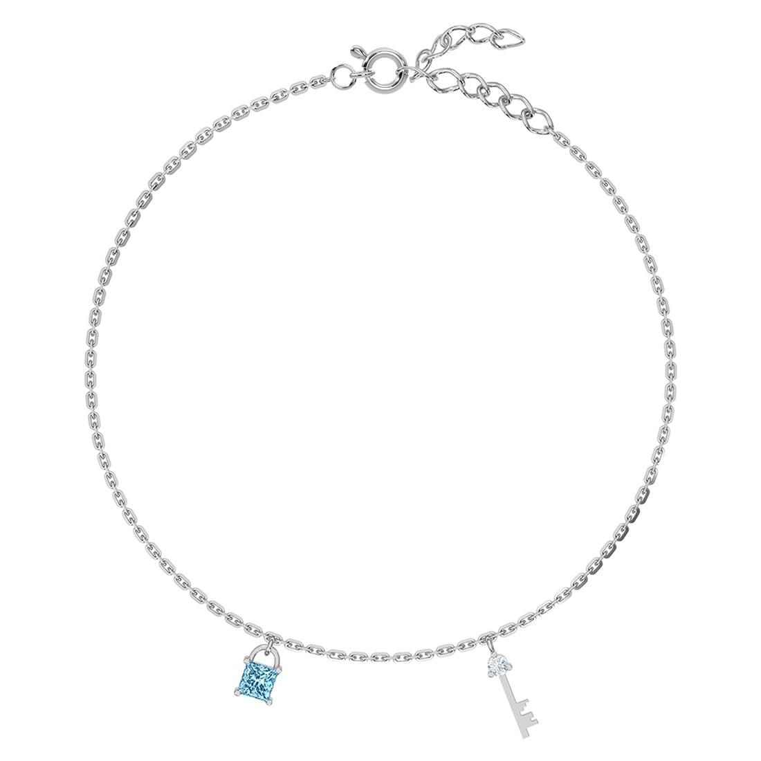 clara 925 Sterling Silver Lock & Key Anklet Payal (Single) | Adjustable Chain | Gift for Women and Girls-picture-20