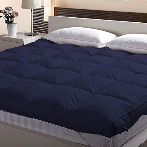 Jaipur Linen 3000 GSM King Size Finest Imported Super Microfiber Mattress Padding/Topper- Dark Blue (72