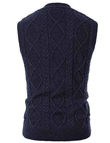 Image of PJ PAUL JONES Mens Cable Knit V Neck Sweater Vest Button Up