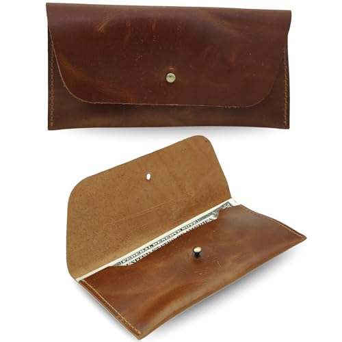 Genuine Brown Leather Cash Envelope Wallet: Minimalist Budget Holder, Retro Clutch for Men & Women, Reusable Money Pouch, Envelope System Organizer, Stylish Cash & Card Wallet with Leather Pouch4