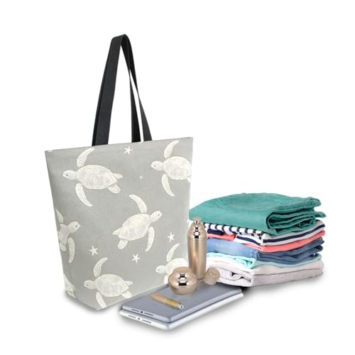Extra Large Shoulder Tote Bag for Beach Travel Weekender Gym Gray Sea Turtles Stars Reusable Grocery Canvas Shopping Bag3