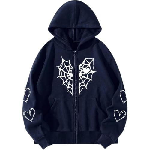 Hooded Zipper Cardigan Hoodie 3D Printing Fashion,Black Gothic Hoodies for Men and Women Y2k Sweatshirts 2000s Clothes (COLOR2,X-Large)