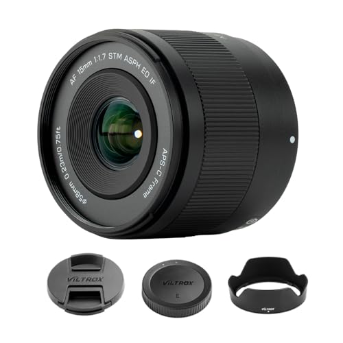 VILTROX AF 15 mm F1.7 - Objetivos gran angular APS-C E Mount, enfoque automático, lente de ángulo ancho con gran apertura para cámaras Sony E-Mount