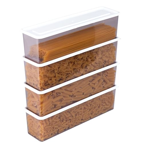 MyCulina 4 Pack 1500 ML Pasta Storage and Fridge Containers Set - Multifunctional, Stackable, Food Storage Boxes with Lids for Fresh Dry Vegetable, Fruit, Meat, Cereal, Ice Cream Organiser/Antr MyCulina 4 Pack 1500 ML Pasta Storage and Fridge Containers Set - Multifunctional, Stackable, Food Storage Boxes with Lids for Fresh Dry Vegetable, Fruit, Meat, Cereal, Ice Cream Organiser/Antr