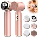 Elektrische Gesichtsreinigungsbürste, 6 in 1 Gesichtsbürste, Tiefenreinigung & Peeling, Wasserdichte Gesichtsbürste elektrisch mit 3-Stufige Rotation, Wiederaufladbar, IPX6 für alle Hauttypen