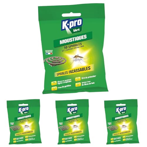 K.PRO Vert Spirales Anti moustiques et Insectes Volants, Idéales pour éliminer les moustiques tigres et tropicaux - Protection Longue Durée, Inconnu (Lot de...