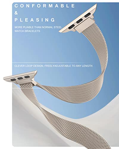 Lelong Women Slim Watch Band For Apple Watch 38Mm 40Mm 41Mm 42Mm 44Mm 45Mm, Stainless Steel Mesh Loop Magnetic Clasp Replacement For Iwatch Bands Series 8 7 Se 6 5 4 3 2 1 #TOP2