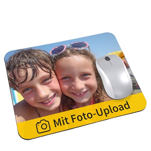 druck.de Persönliches Mauspad mit Fotoupload und Text zum selbst gestalten, rutschfeste Unterseite, Hochwertige Textiloberfläche 24,2 x 20,2 cm