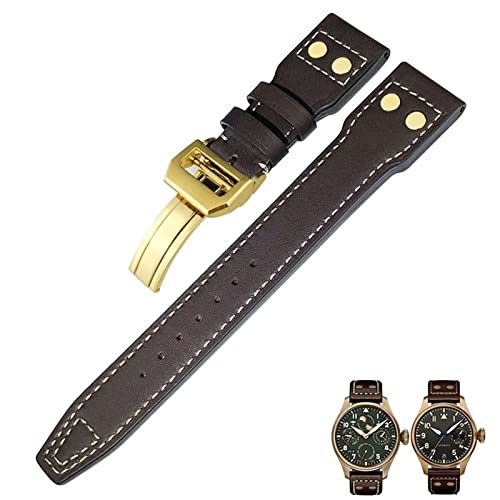 Bracelet Montre Cuir Véritable 22mm Souple et Résistant à Rivets
