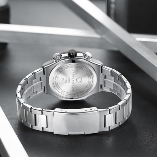 Carlington Nitro Chronograph Men’s Watch, Silver Silver Green - Image 3