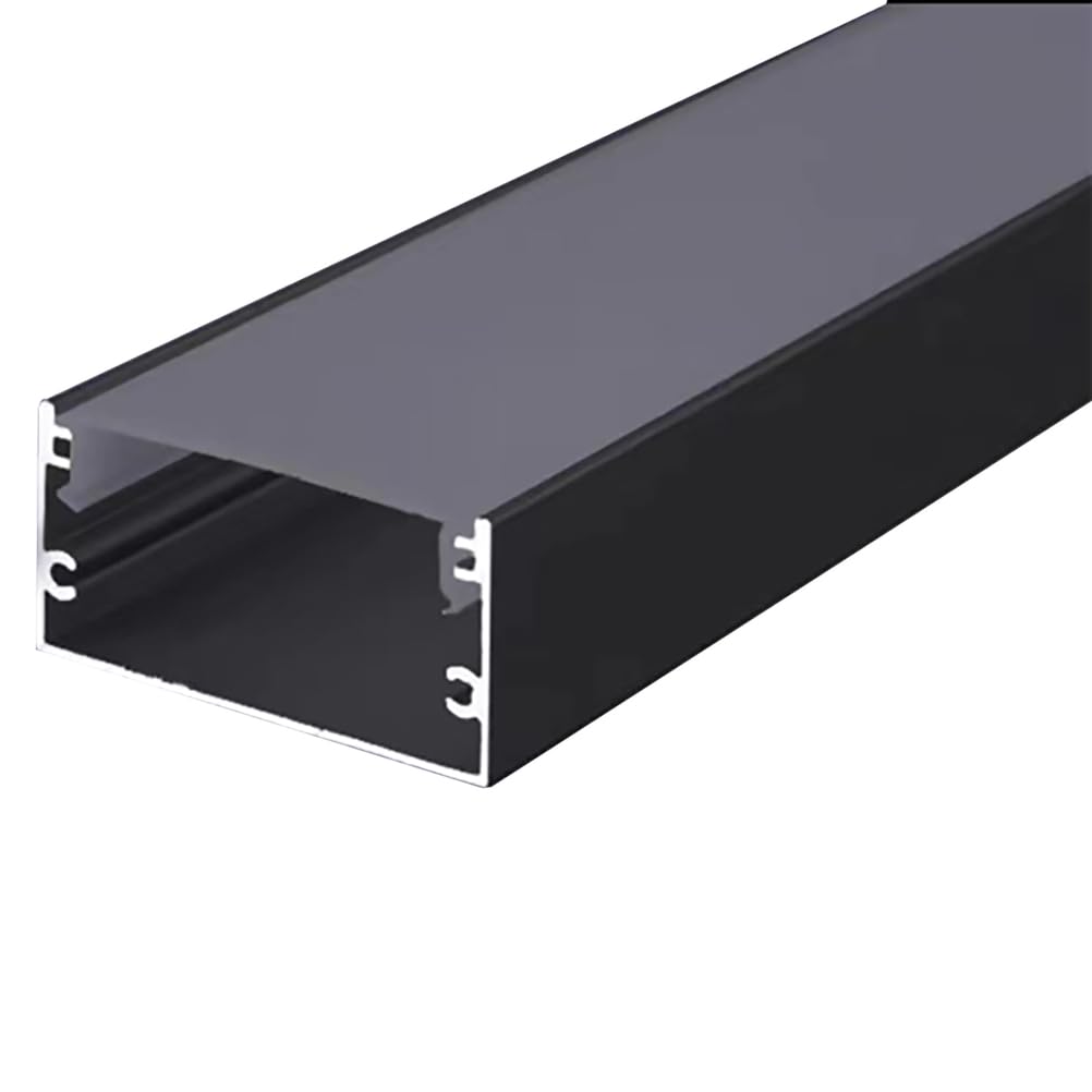 Difusor de tira de luz LED en forma de U de perfil de aluminio de 6 m, canal negro con cubierta blanca lechosa, sistema de pista para 40 x 20 mm, perfecto para iluminación del hogar y la oficina