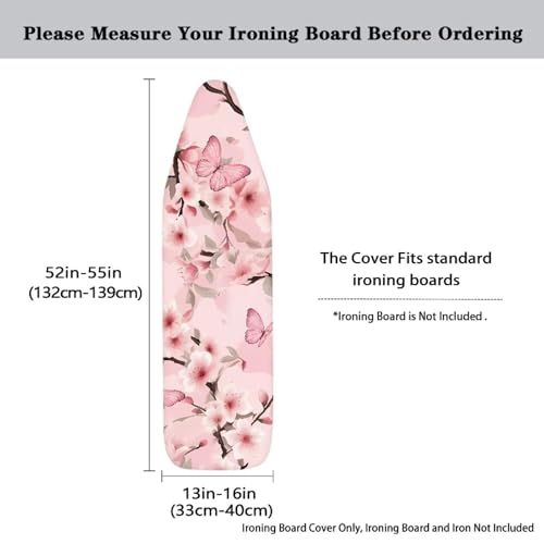 Image of Beauty Cherry Blossom Printed Ironing Board Cover, 15x54 Ironing Board Cover, Resist Scorching and Staining, Elastic Edges,Fashion Home Decor
