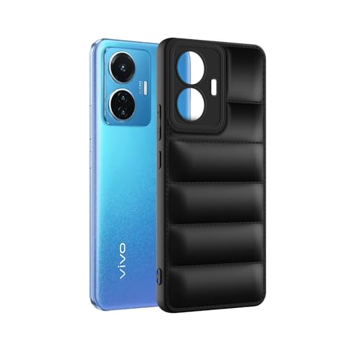 Image of Plus Puffer Case Camera Protection Soft Back Cover for iQOO Z6 44W / Vivo T1 44W - Black