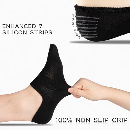 Comfoex 10 Pairs No Show Boys Socks Cotton Mesh Non Slip Low Cut Invisible Athletic Socks For Kids 4-10 Years4