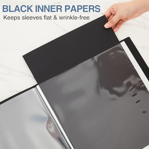 Image of Affrolling 2 Pcs 12 inchx18 inch Art Portfolio Folder with 24 Pockets & Black Inner Sheets, Display 48 Pages, Art Portfolio Binder Scrapbook with Plastic Sleeves for Artwork