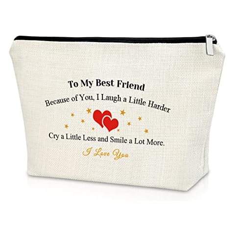 Birthday Gifts for Best Friends Makeup Bag Friendship Gifts for Women Thank You Gift to Best Friend Cosmetic Bag Christmas Gifts for Friends Female Sister Besties BFF Cosmetic Travel Pouch, Multicolor Cover