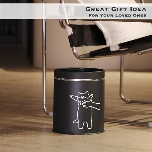Image of Juju Cat Trash Can Black - Cat Decor Garbage Can - Small Waste Basket for Bedroom - Garbage Bin Trashcan - Wastebasket Dustbin Trash Cans - 3.3 Gallon / 12.5 Liter (Hey)