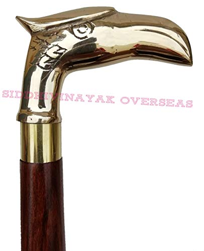 Siddhivinayak Overseas Wooden Cane Sturdy Brass Handle Walking Stick Eagle Head Ergonomic Handle