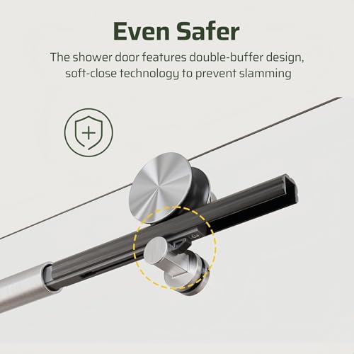 Image of 56-60 inch W x 60 inch H Bathroom Frameless Tub Sliding Shower Door, Soft-Close Bathtub Single Sliding Shower Doors with 5 /16 inch (8mm) Clear SGCC Tempered Glass, Reversible Installation, Brushed Nickel