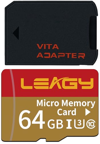 LEAGY SD2Vita V3.0 PSVita Game Card with 64GB Micro SD Card, High Speed microSDHC UHS-I Flash Memory Card with PSV Micro SD Card Adapter for PS Vita 1000 2000 3.60 System