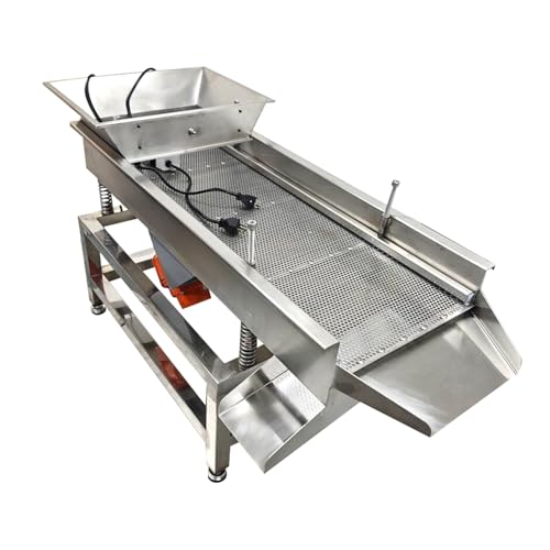 WYDDDARY Stainless Steel Linear Vibrating Screen Dual Motor Linear Sifter Machine (5mm Round Hole Mesh) 110V TB610