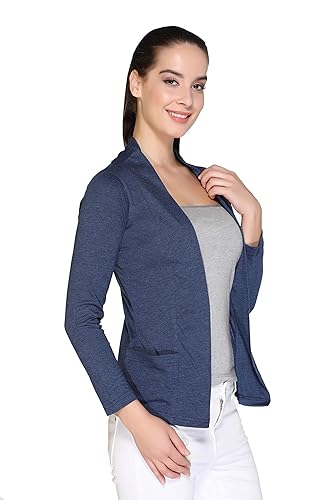 Image of In Love Women's Cotton Blend Front Open Shrug with Pockets | Cotton fabric - lightweight front-open shrug for summer layering