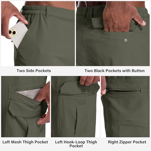 Image of Jessie Kidden Mens Cargo Shorts Expandable Waist Quick Dry Hiking Shorts