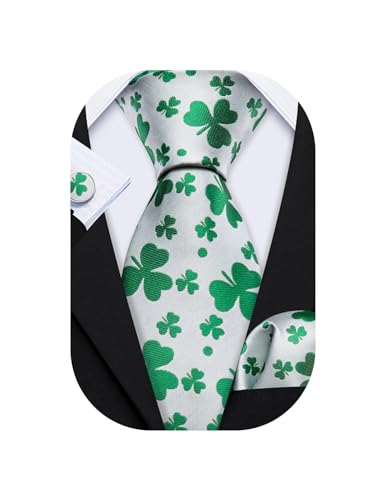 Image of Barry.Wang Fun Animal Ties for Men Designer Handkerchief Cufflink WOVEN Casual Necktie Set Festival
