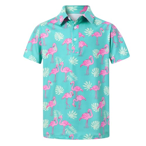 Cuddomper Boys Hawaiian Polo Shirt Golf Clothes Flamingo 7-8 Years - image 4