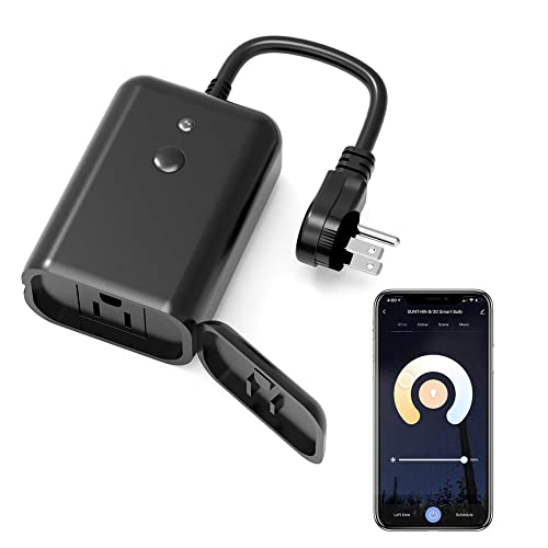 Sunthin Smart Outdoor Dimmer For String Lights, Wifi Smart Dimmer Plug Works With Alexa And Google Assistant, Ip44 Waterproof Outdoor Light Dimmer With Max Power 350W For Incandescent, 150W For Led #TOP1