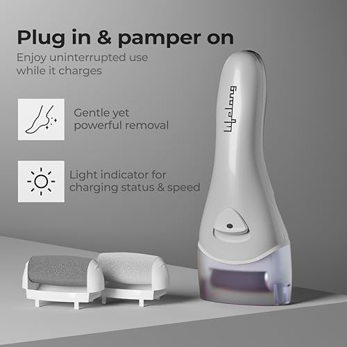 Image of Lifelong PediGlide Soft+ 3-in-1 Callus Remover For Feet | Electronic Foot Scrubber for Dead Skin | 3 Changeable Roller Heads | Focus Light | Dual Speed Settings | Crack Heel Repair Pedicure Machine