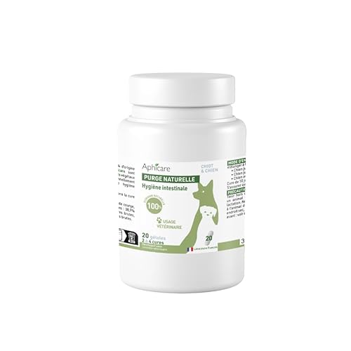 Aphicare - Hygiène intestinale - Confort intestinal - 20 gelules - levure de bière - 3 extraits végétaux - Complément Alimentaire - Chien et Chiot - Fabriqué en France