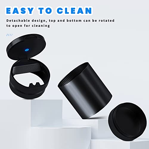 Posaid Car Ashtray With Light, Portable Ashtray With Lid Smell Proof, Detachable Stainless Steel Smokeless Ash Tray With Led Light For Car, Home And Office (Black) #TOP3