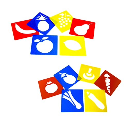 CraftPlay- Lot de 12 pochoirs en Plastique lavables-Thème Fruits et légumes, AMZ121SFV Cover