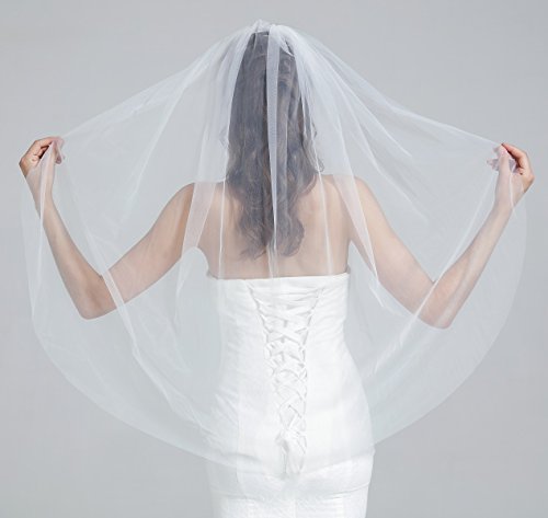 Beautelicate 4331314047 Wedding Bridal Veil With Comb 1 Tier Cut Edge Fingertip&Cathedral Length thumb #2
