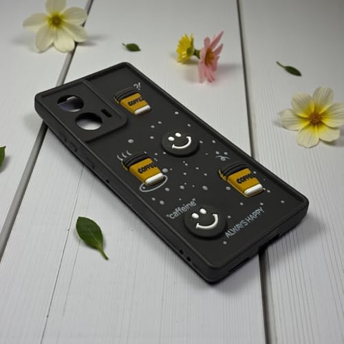 Image of SBMS Silicone Back Cover Case for Motorola Moto Edge 50 Fusion /G85 /G96 5G | Cute Fun 3D Cartoon, Coffee Design Silicone Case | Camera Protection Bump | Shockproof Case for Moto G85 (Coffe Mug Black)