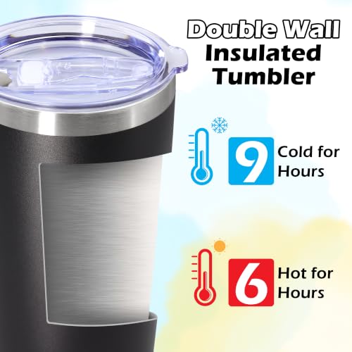 Image of 20oz Tumbler Insulated Tumblers Vacuum Coffee Mug with Lid Black 1Pack