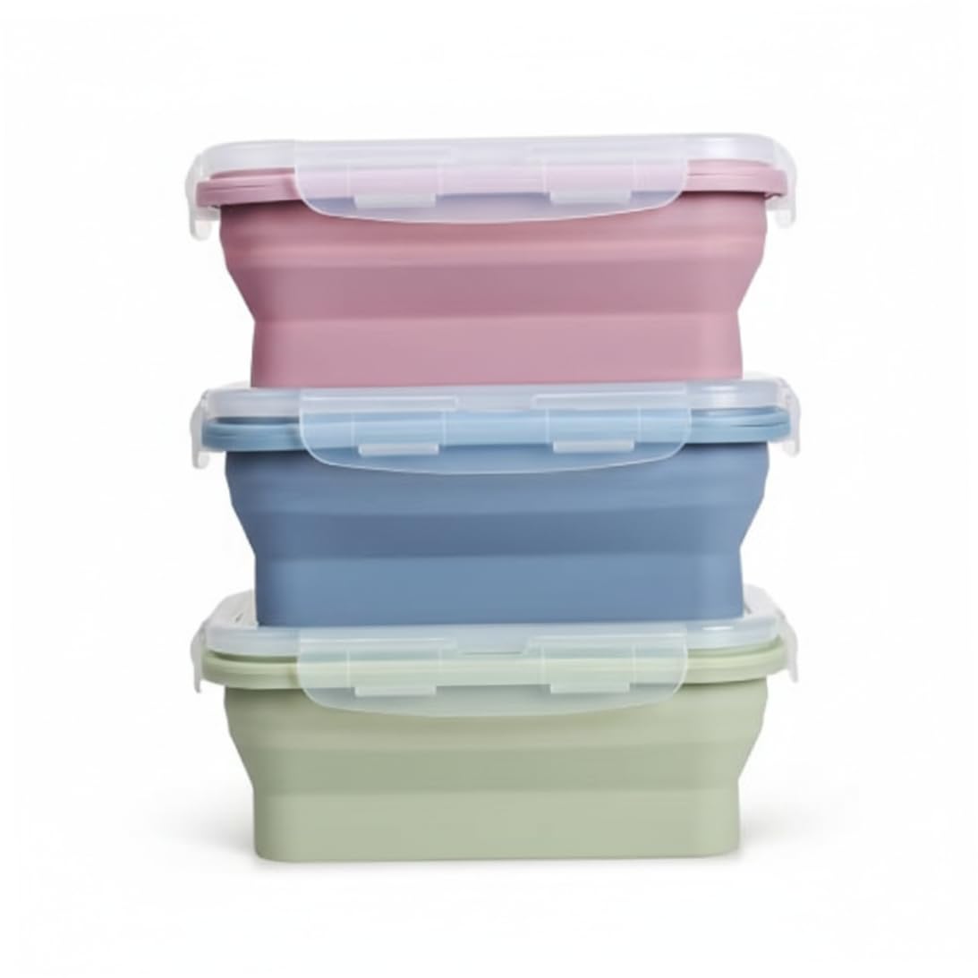 AwnsIMfreien Silicone Food Containers, 3-pack 550ml Collapsible Food Storage Containers, Silicone Lunch Boxes With Lids For Office, Picnic, Microwave Safe, Collapsible Bowls with Lids