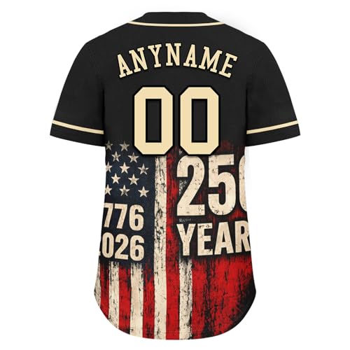 Jersey personalizado de béisbol Aniversario 250 años América, nombre y número patriótico 1776-2016, camiseta de softbol miniatura 5