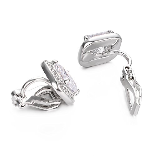 Yoursfs Clear Cz Clip On Earrings For Women Halo Princess Cut Solitaire Square Clip-On #TOP3