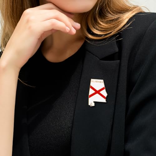 Image of State Shaped Map Lapel Metal Pin Enamel Brooch Keepsake Beautifully Designed for Backpack Hat