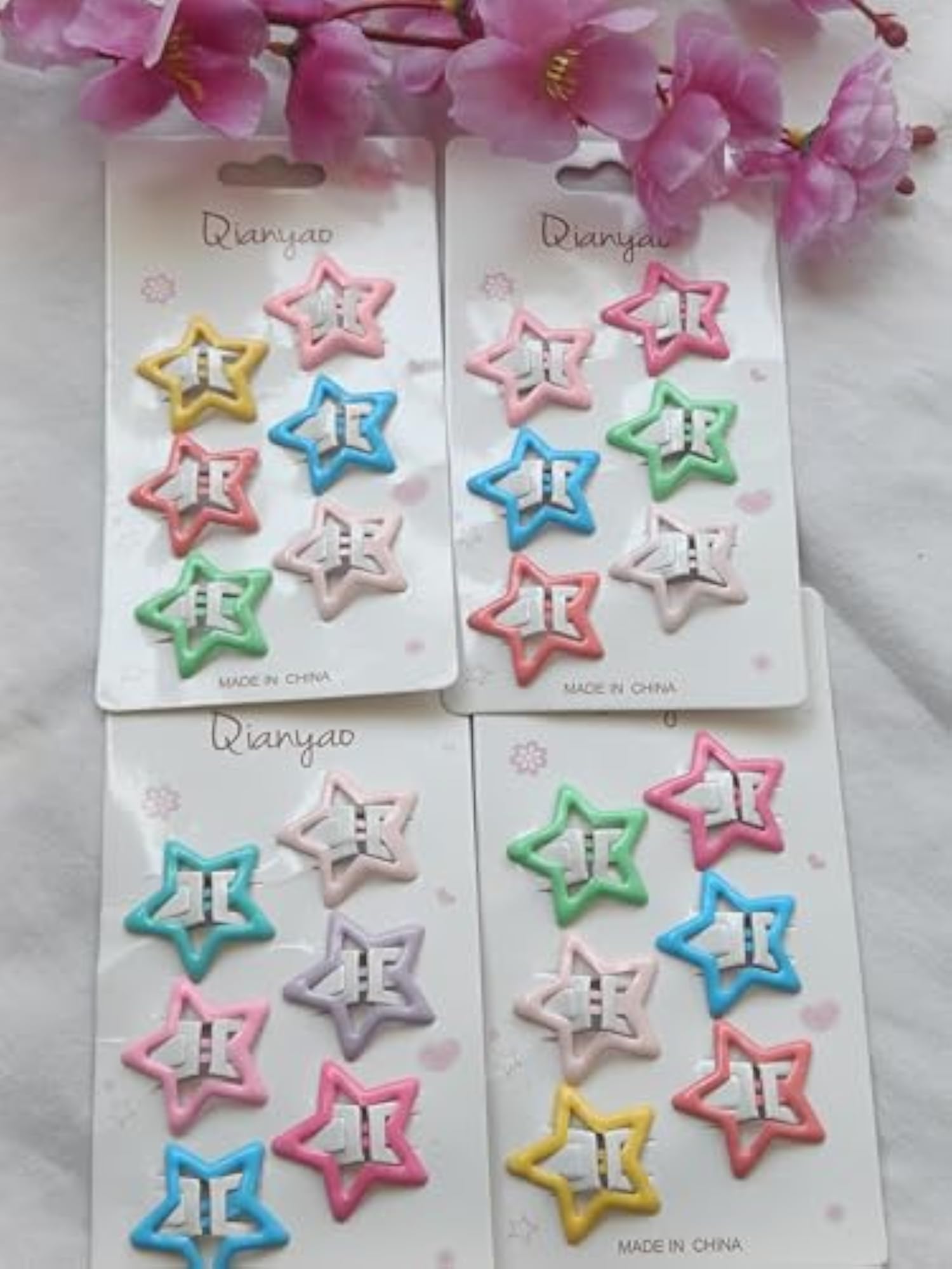24 Pcs Cute Star Hair Clips for Girls, Multicolor Snap Pins