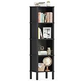 LAATOOREE 4-Tier Narrow Bookshelf for Small Spaces, Modern Cube Bookcase, Skinny Storage Shelving Unit, Open Display Rack, 14.2 x 11.2 x 52 inches, for Bedroom, Living Room, Home Office, Corner