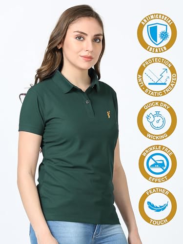 Image of STELLERS Women's Premium Polo T-Shirt, Regular Fit | Odour Resistant | Wrinkle Free | Quick Dry | Stretchable | Lightweight | Breathable | Sustainable | Anti-Static | Feather Touch Feel