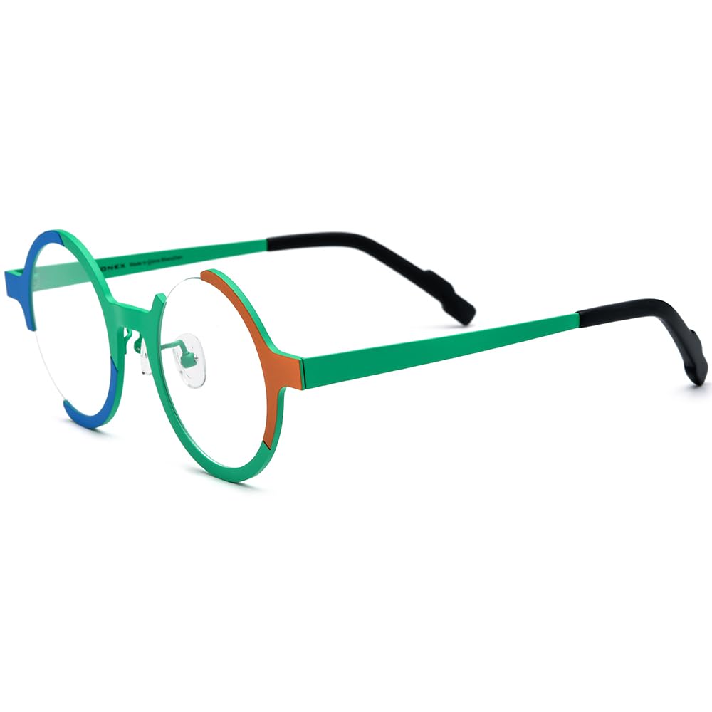 FONEX Colorful Pure Titanium Glasses Frame Women Retro Round Eyeglasses