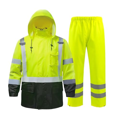 NORTHSKY Hi-Vis Reflective Rain Suit Waterproof Safety Rain Jacket Rain Gear for Men and Women Fishing Outdoor Work Raincoats