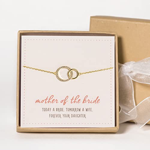 A+O Mother of The Bride or Groom Gift- Interlocking Circle Necklace in Gold, Rose Gold, Sterling Silver2