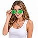 blinkee Unlit Shamrock Shaped Green Frameless Novelty Sunglasses Lucky Clover Party Glasses St Patricks Day Festival Costume Eyewear Lightweight Fashion Shades for Adults and Teens