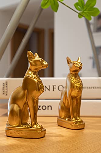 Estatua de la Diosa Egipcia Bastet Gato Dorado 4.2 pulg miniatura 4
